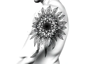 spiritual feathers ornamental mandala shaman tattoo idea