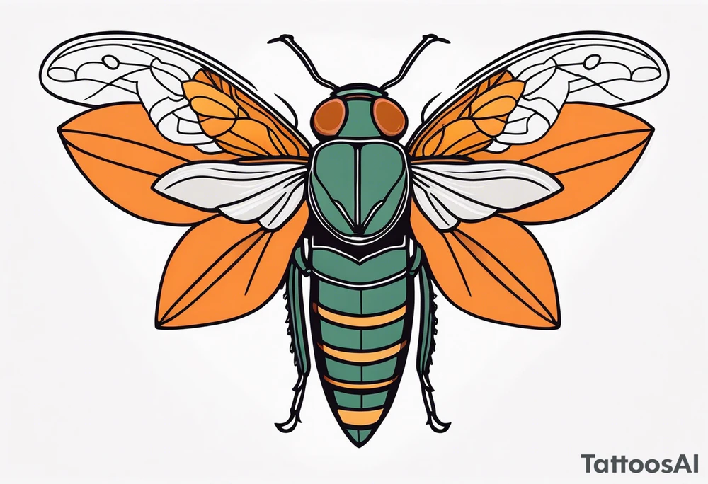 Neo traditional Cicada with orange lily tattoo idea