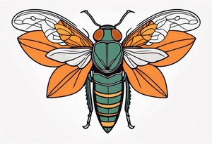 Neo traditional Cicada with orange lily tattoo idea