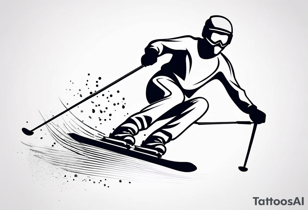 Skier in motion, single line tattoo idea
