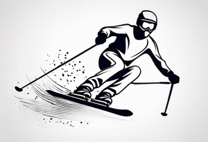 Skier in motion, single line tattoo idea