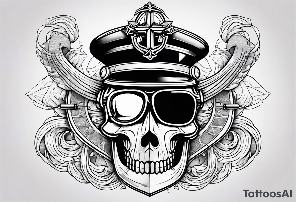 half anchor half helm
simple lines tattoo idea