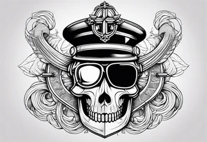half anchor half helm
simple lines tattoo idea