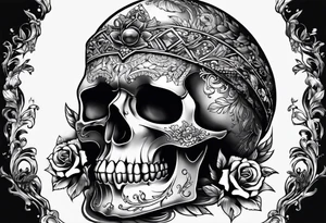 Memento mori writen skull sleeve tattoo design tattoo idea