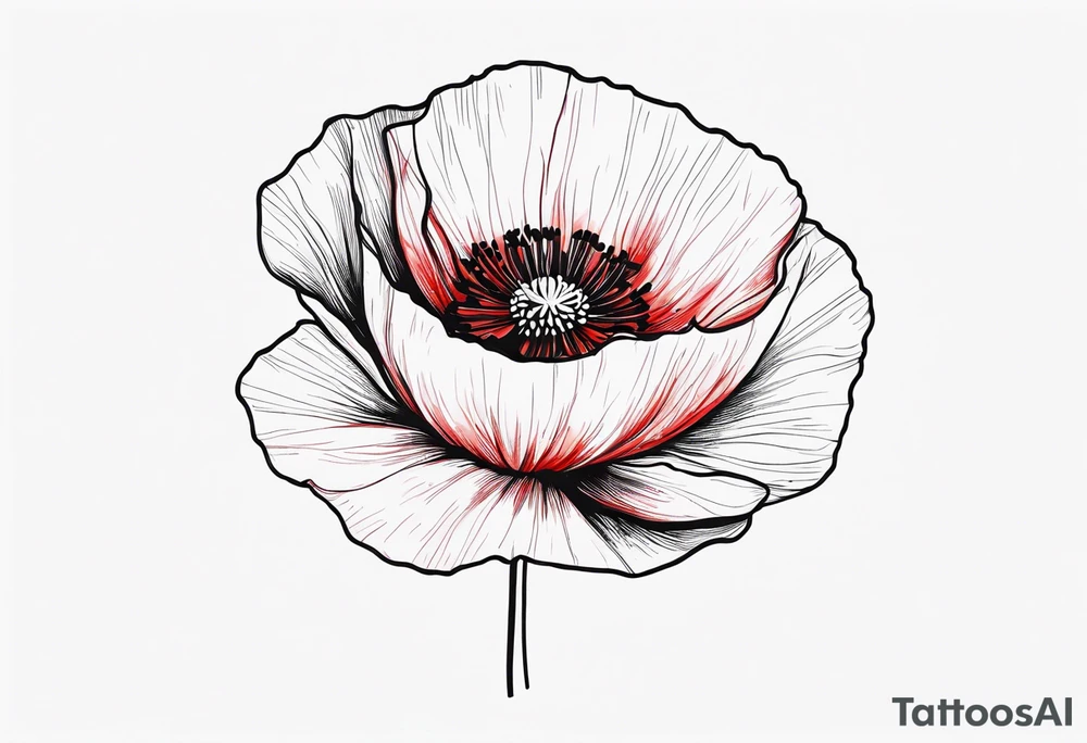 Long red poppy flower tattoo idea