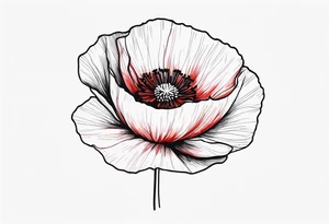 Long red poppy flower tattoo idea