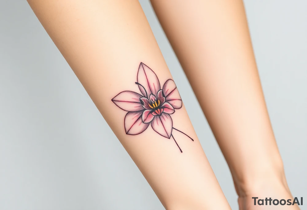 A lotus and orchid combination in soft pastel tones tattoo idea