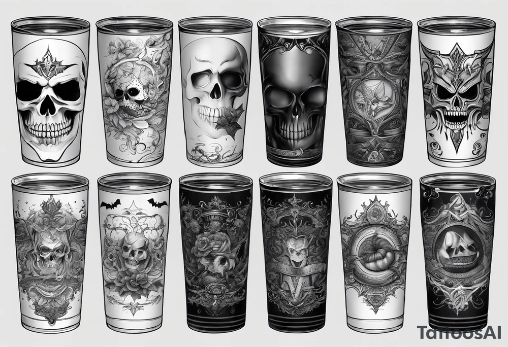 20 oz tumbler banner design, minimalist, spellbound, Halloween tattoo idea