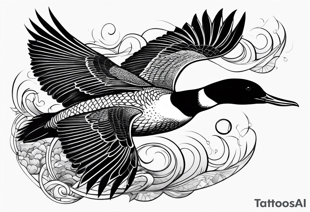 loon flying abstract tattoo idea