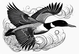 loon flying abstract tattoo idea