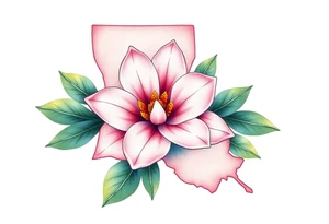 State or louisiana with magnolia flower in tooled leather tattoo idea