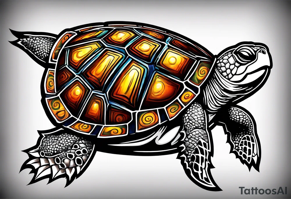 Turtle with wings logo and the words “Tri City Turtles” written underneath. tattoo idea