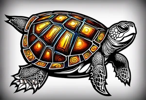 Turtle with wings logo and the words “Tri City Turtles” written underneath. tattoo idea