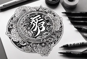 Chinese lettering next to a Japanese  charm tattoo idea