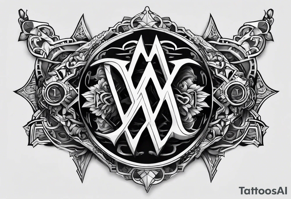 the letters A W R in the middle of a ninja headband tattoo idea