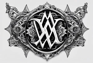 the letters A W R in the middle of a ninja headband tattoo idea
