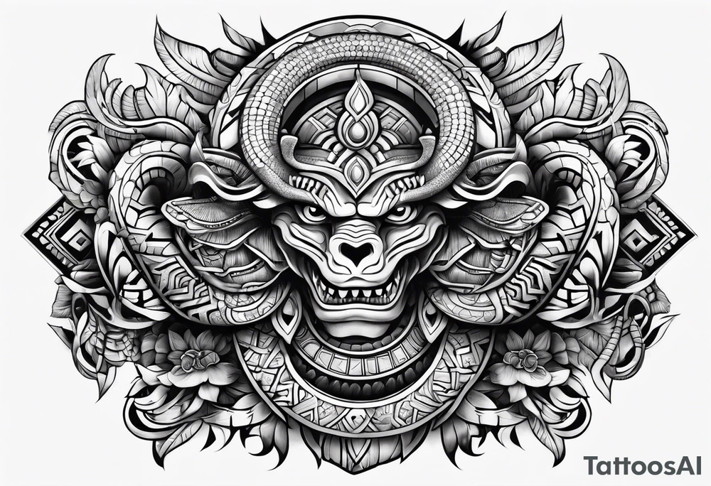 aztec snake sleeve tattoo idea
