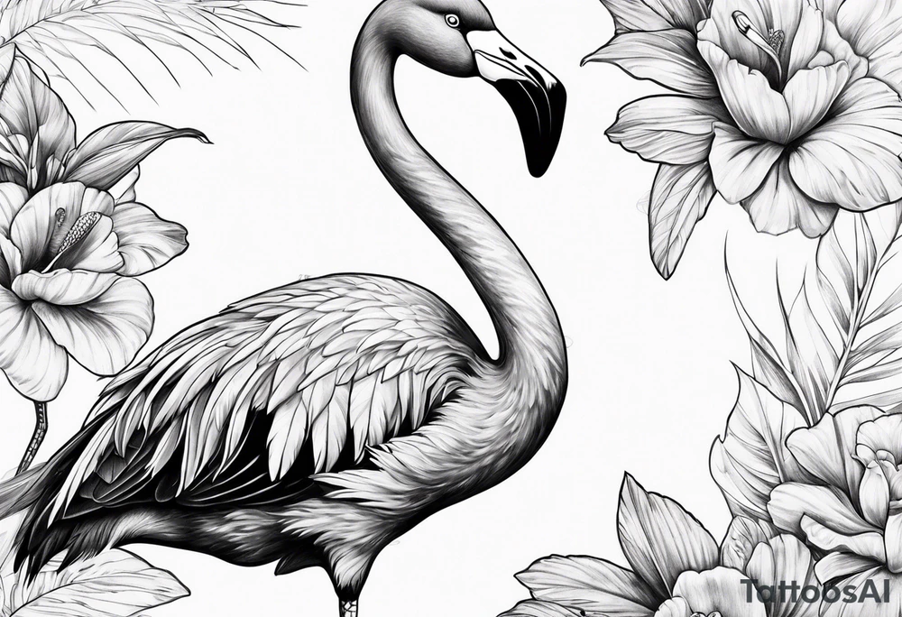 cute flamingo tattoo idea