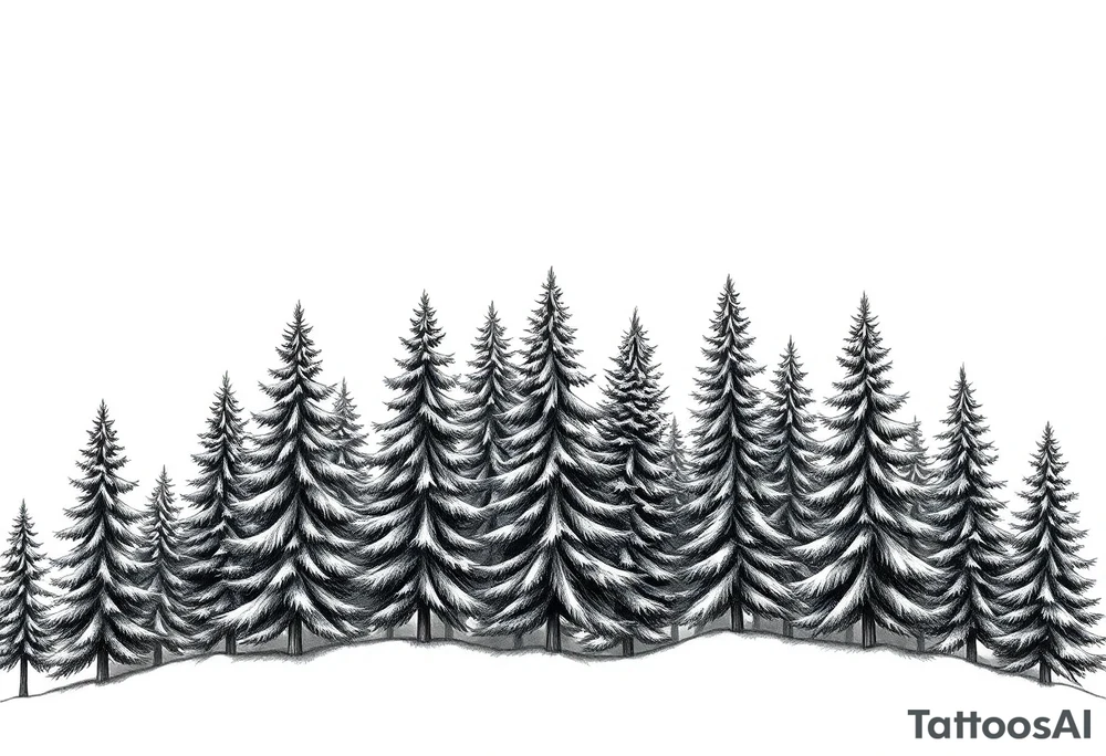 Coniferous forest the trees are black and gray tattoo idea Coniferous forest the trees are black and gray tattoo idea