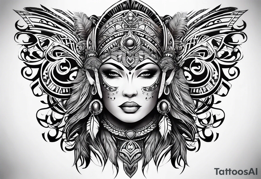 tribal full sleeve that represents strength and love. tattoo idea