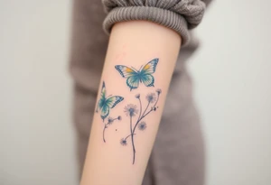 butterflies with vines of dandelions blowing in the wind tattoo idea