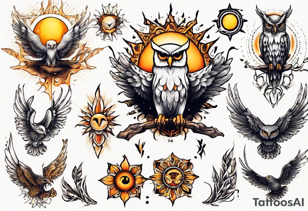Sonne Eule tattoo idea