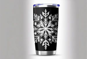 20 oz tumbler simple minimalist Christmas snowflake 
motif with a blank banner to engrave a name in the middle tattoo idea