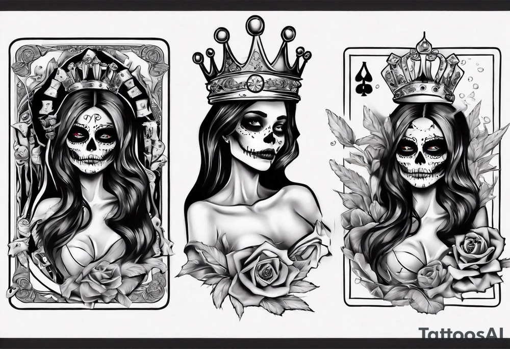 santa la muerta with money and crown
on the card tattoo idea