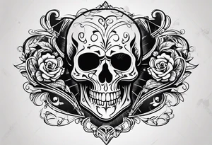 Solid thick lines.
Broken heart with skull.
Respect, honesty tattoo idea