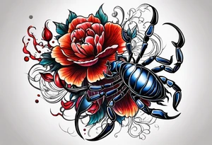 scorpion blood flowers tattoo idea