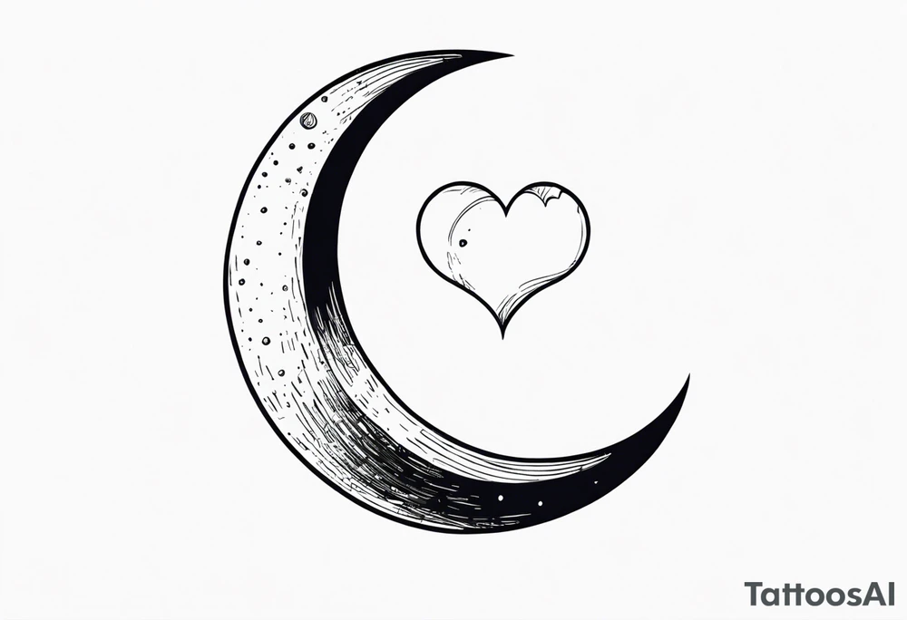 Crescent moon with a love heart inside tattoo idea