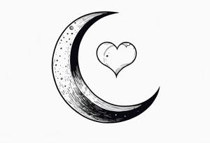 Crescent moon with a love heart inside tattoo idea