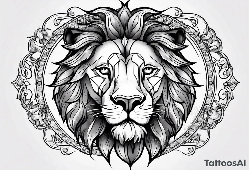Zodiac sign lion tattoo idea