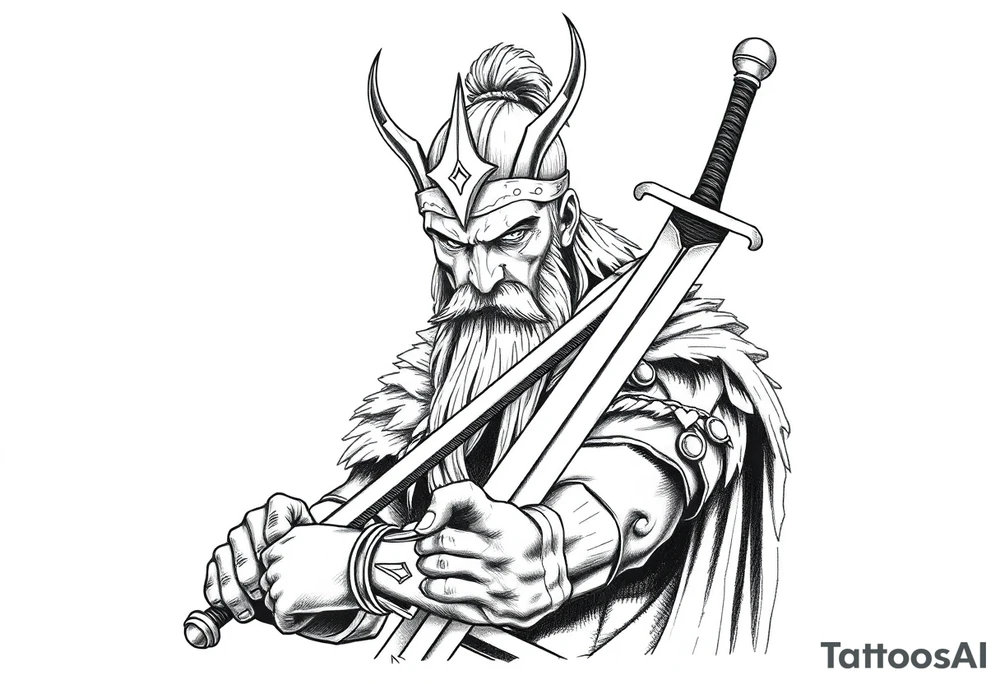 a viking with a sword. tattoo idea