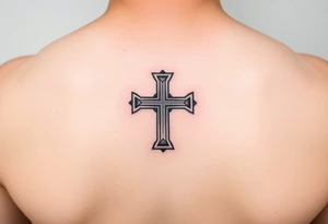 A minimalist black-and-gray Maltese cross with subtle shading, giving it a clean and modern aesthetic tattoo idea