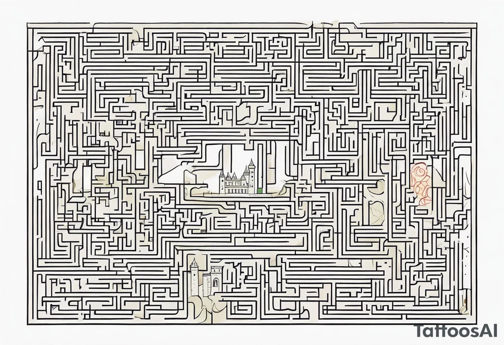 Labyrinth Maze with castle tattoo idea