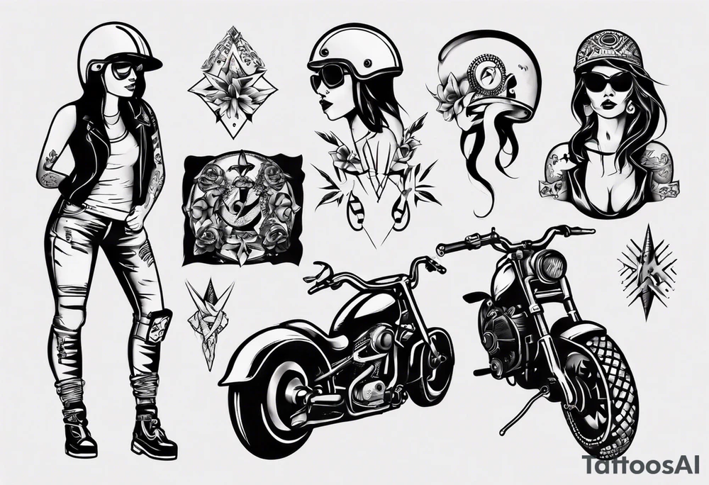 sexy biker girl tattoo idea