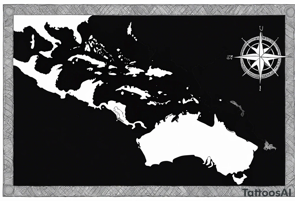 Outline map of the Eastern Caribbean islands tattoo idea
