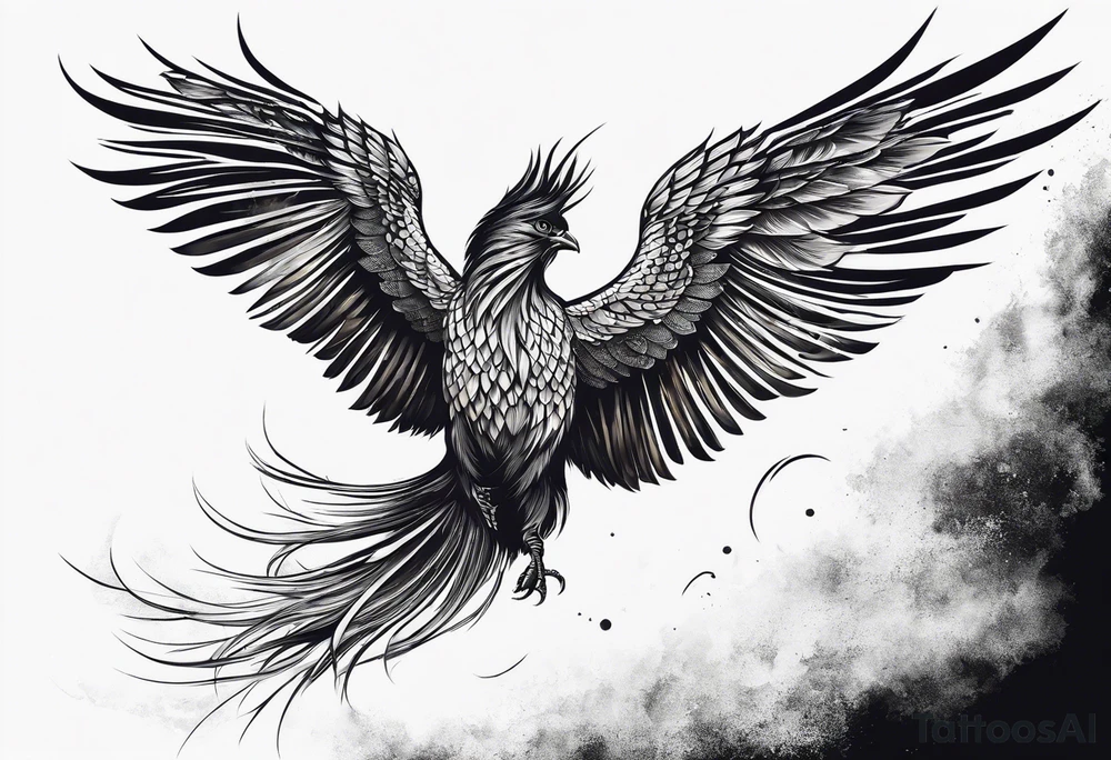 Phoenix bird flying sideways and fading away

, tattoo idea