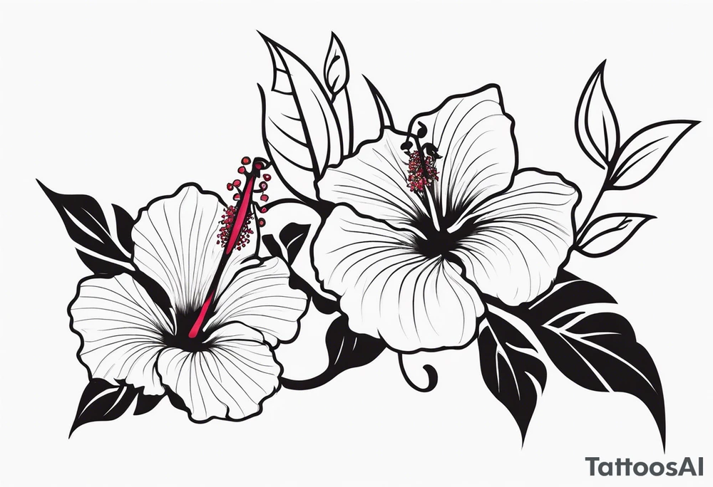 Vines With Hibiscus Flower longer forearm tattoo idea