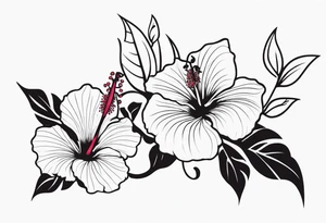 Vines With Hibiscus Flower longer forearm tattoo idea