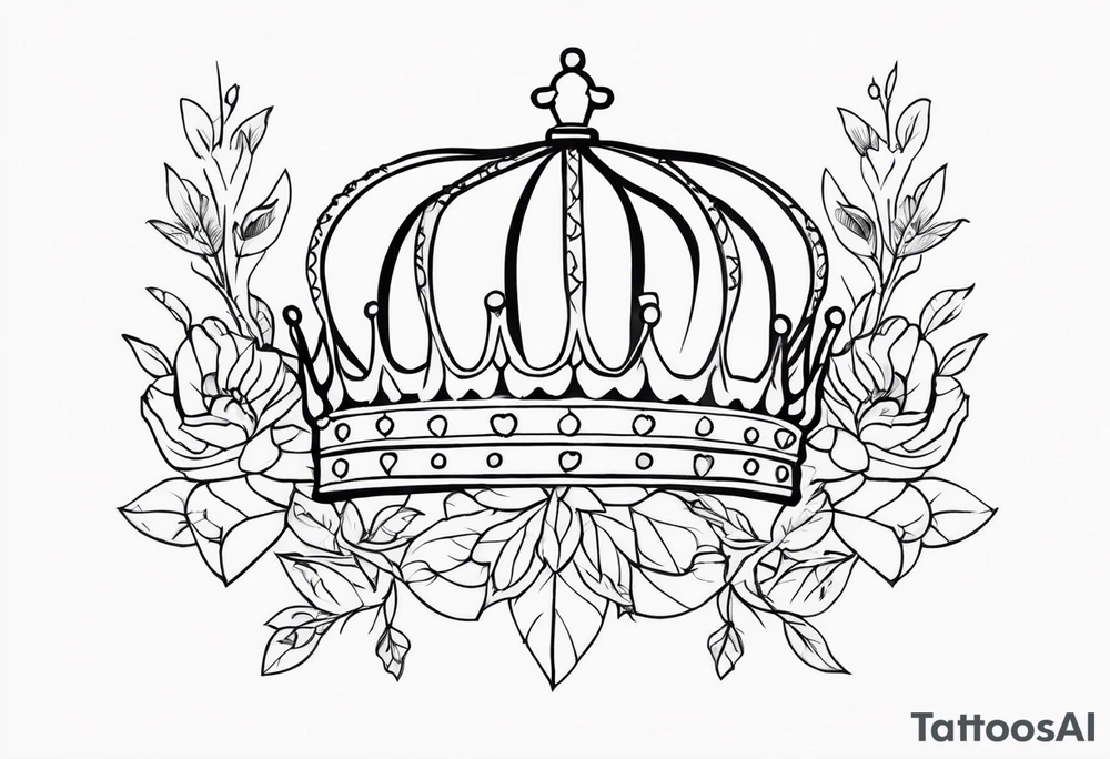 Crown with floral accents tattoo idea