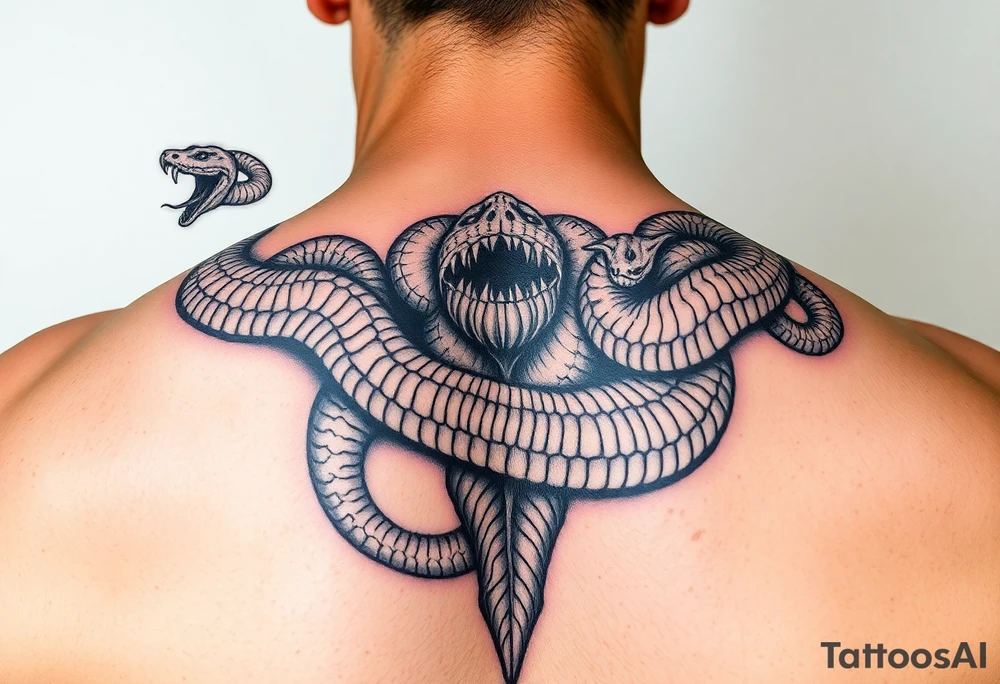 A giant man with snakes as arms tattoo idea