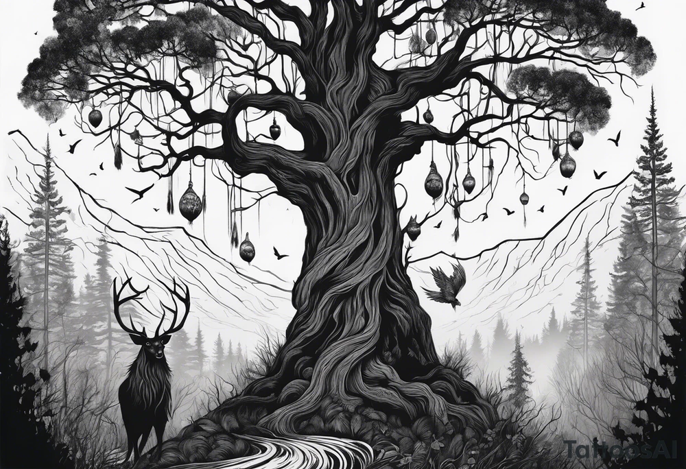 Leshy creepy tall as a tree russian tattoo idea