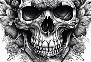 Unique tattoo design featuring a skull emerging from the skin with muzzle on the mouth that appears to be releasing or breaking free from its constraints. tattoo idea