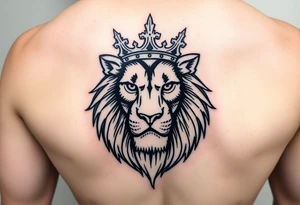 powerful majestic lion with a crown tattoo idea