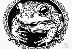 Toad in a child’s hand tattoo idea