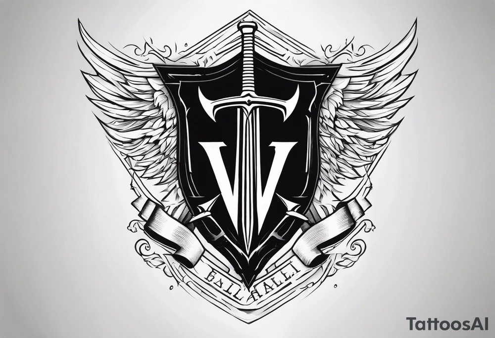 Valhalla sword shield lightning tattoo idea