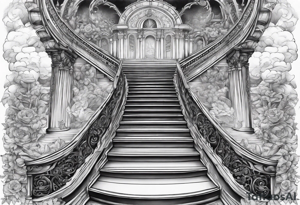 grand winding stairway to heaven tattoo idea