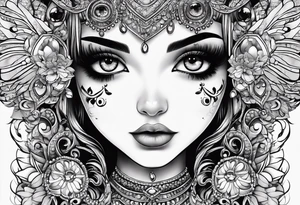 big eyes with lighting tattoo idea